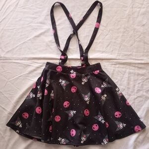 Hot Topic Sanrio Kuromi Skull Suspender Overall Twirl Dress Skirt